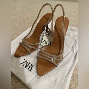 Zara Rhinestone Vinyl High Heel Sandals